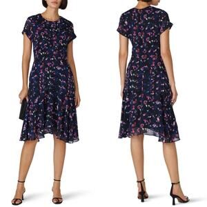 Jason Wu x RTR Navy Floral Ruched Dress - Size 4